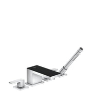 AXOR 47430601 MyEdition 4-Hole Roman Tub Set Trim with 1.75 GPM Handshower in Chrome / Black Glass