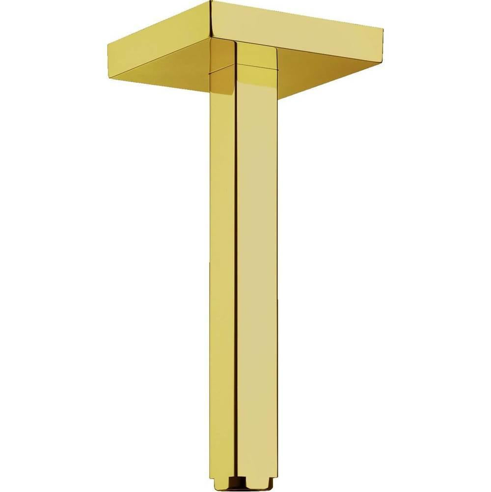 Polished gold optic square extension pipe with ceiling mount bracket.