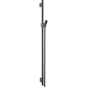 Polished black chrome vertical wallbar with sliding hand shower holder and wall mounts.