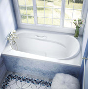 Bain Ultra Amma 6636 Rectangular Alcove Or Drop In 1-Person 56 Gallon Soaker Bathtub with 1-1/2" Standard Deck Raised Seat 2 Armrests and 2 Grab Bars in Biscuit - BAMLRB00N-02