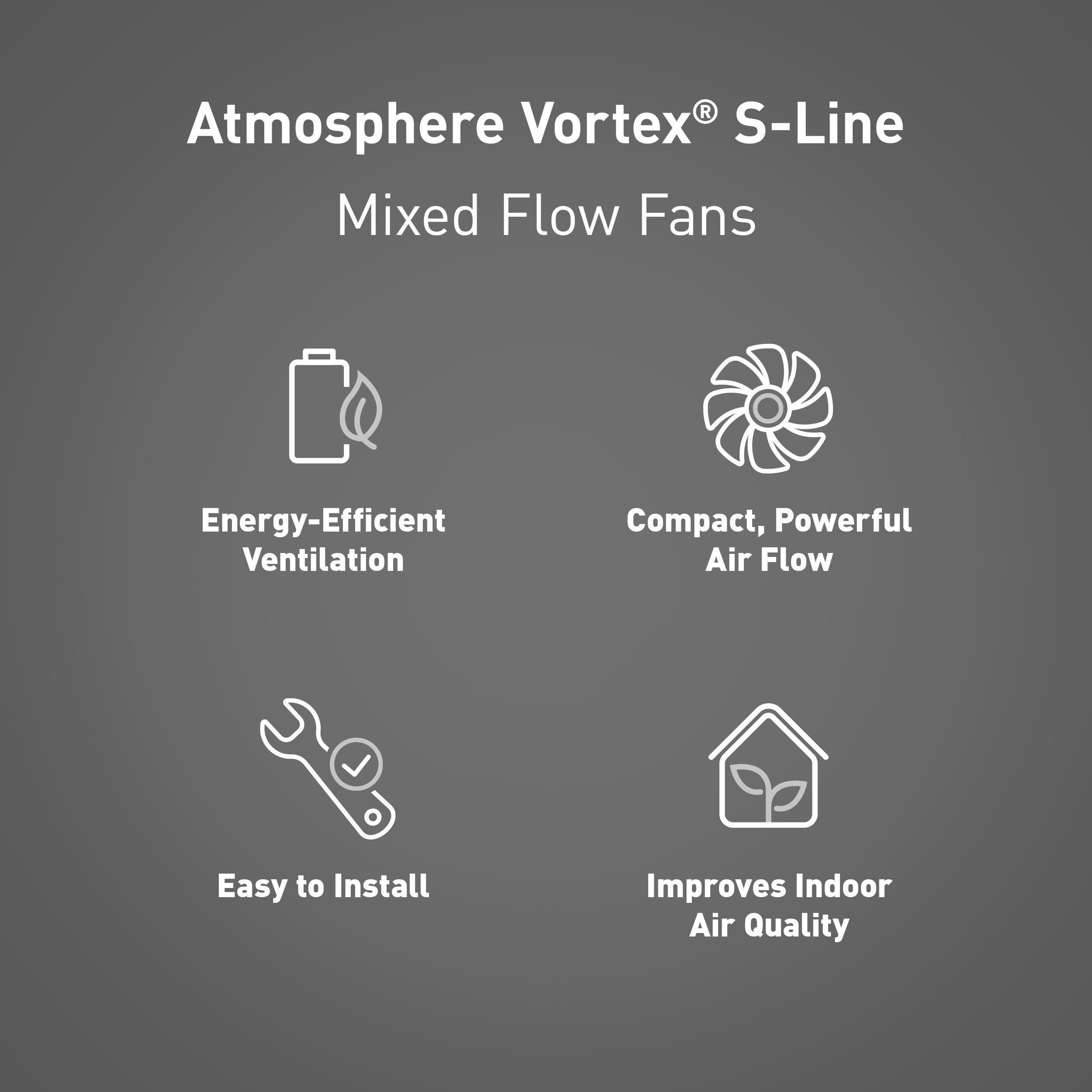 Panasonic Atmosphere Vortex Corded Mixed-Flow In-line Fan 6" duct - S-600