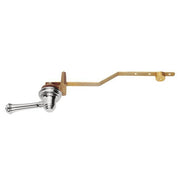 Polish brass tank lever with chrome spout and angled brass arm for toilet fill valve installation.