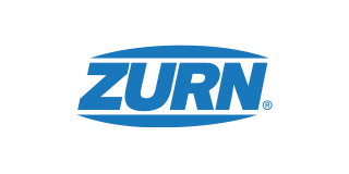 Zurn brand logo in blue with registered trademark symbol on white background.
