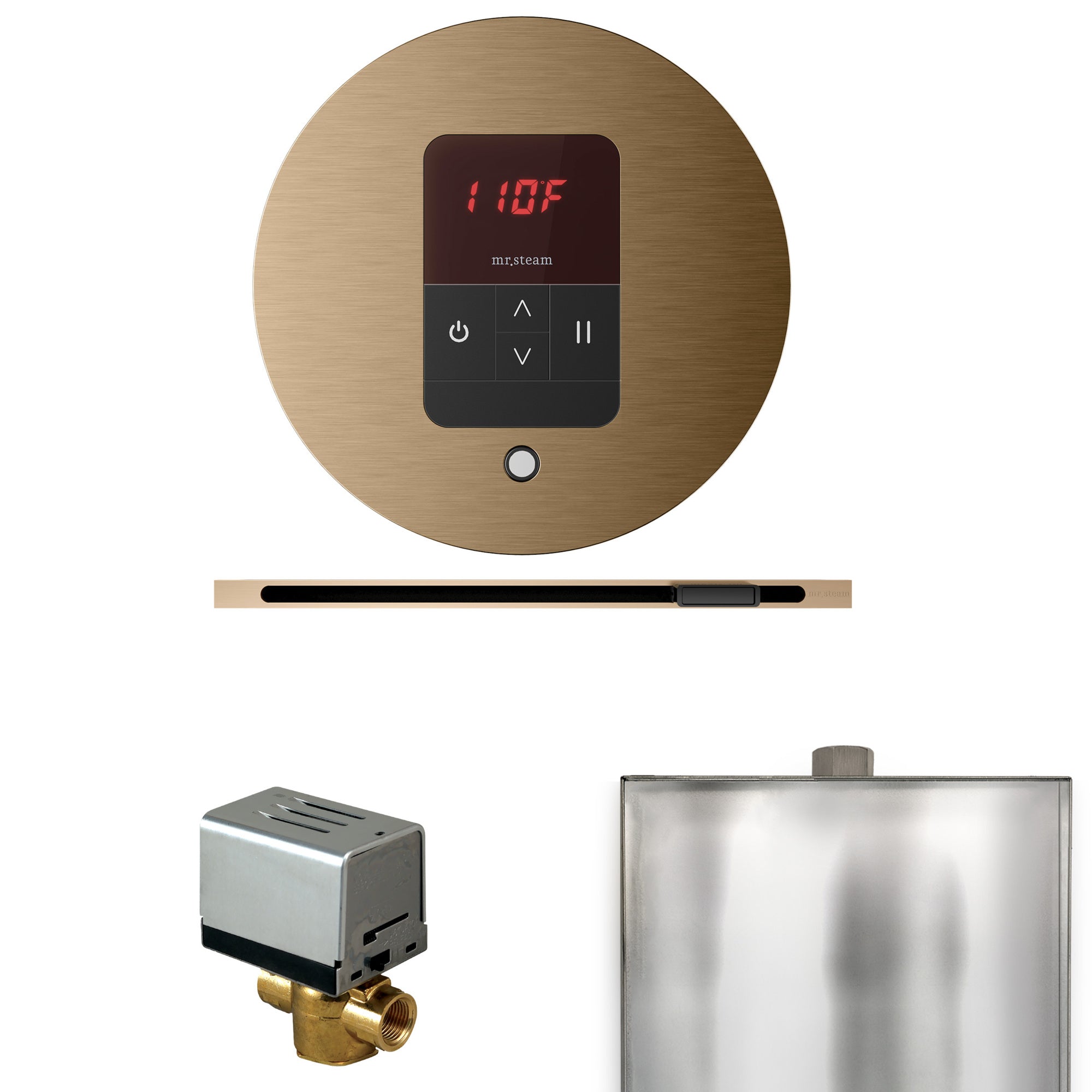 Mr. Steam Basic Butler Steam Shower Control Package w/ Round iTempo Control and Linear Steamhead