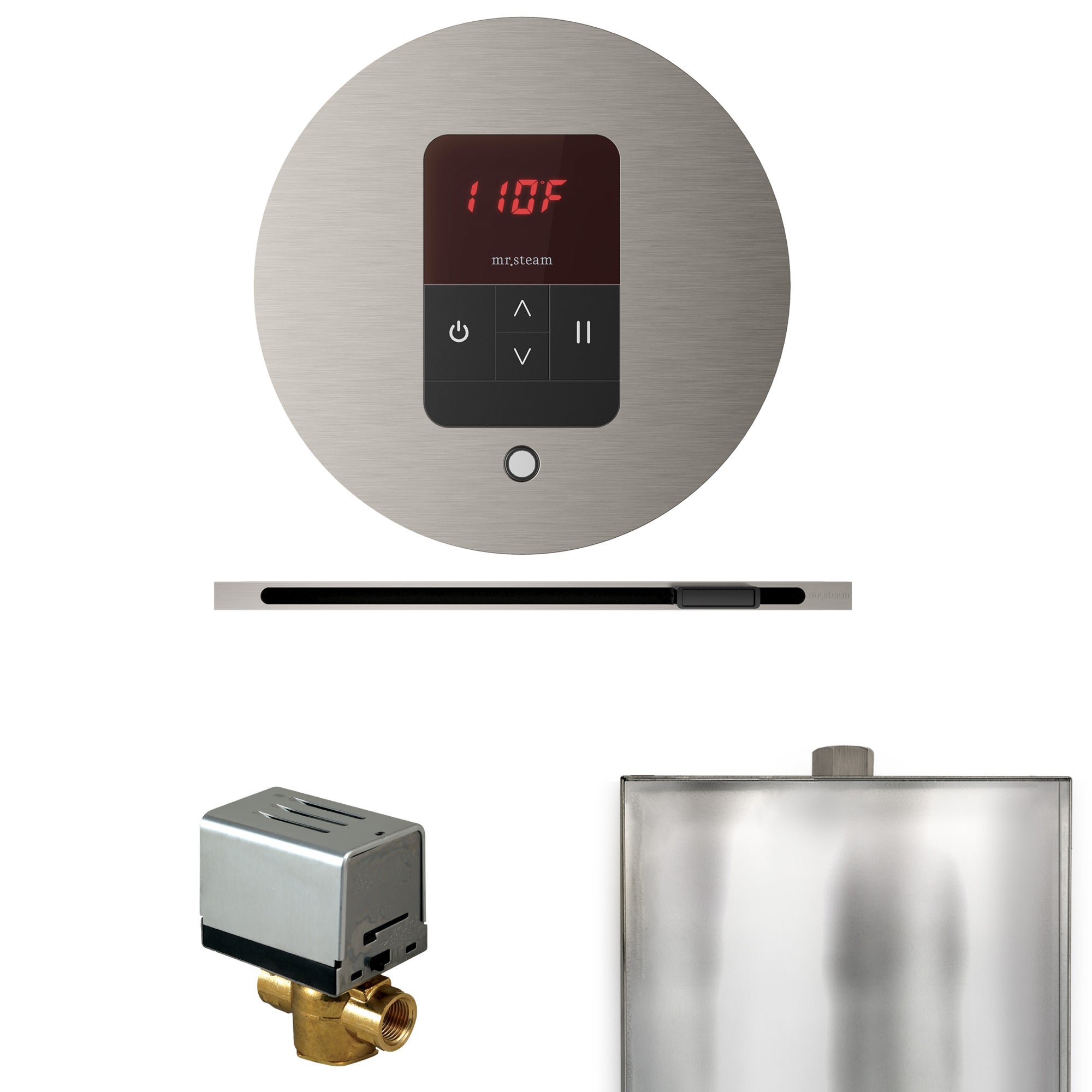 Mr. Steam Basic Butler Steam Shower Control Package w/ Round iTempo Control and Linear Steamhead