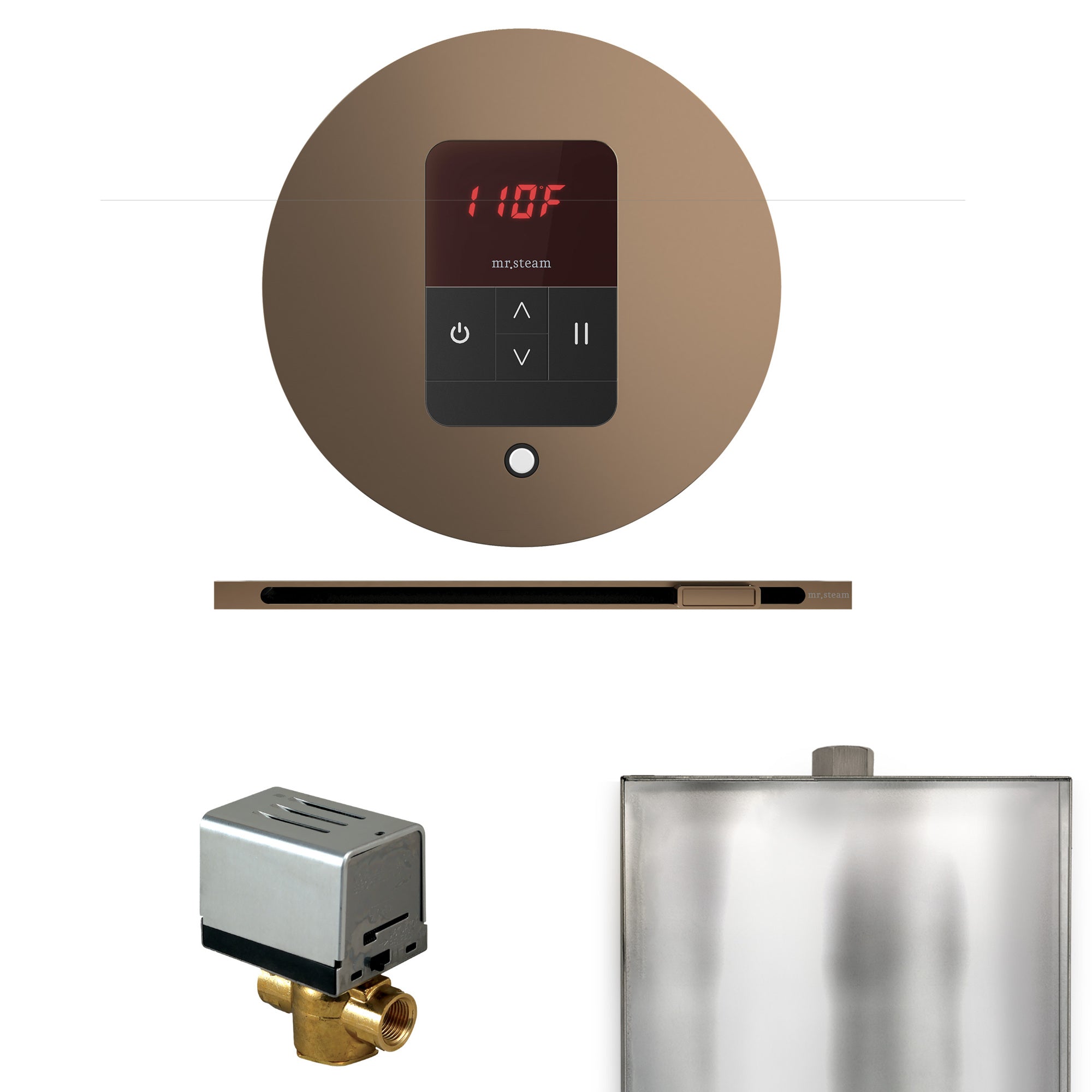Mr. Steam Basic Butler Steam Shower Control Package w/ Round iTempo Control and Linear Steamhead