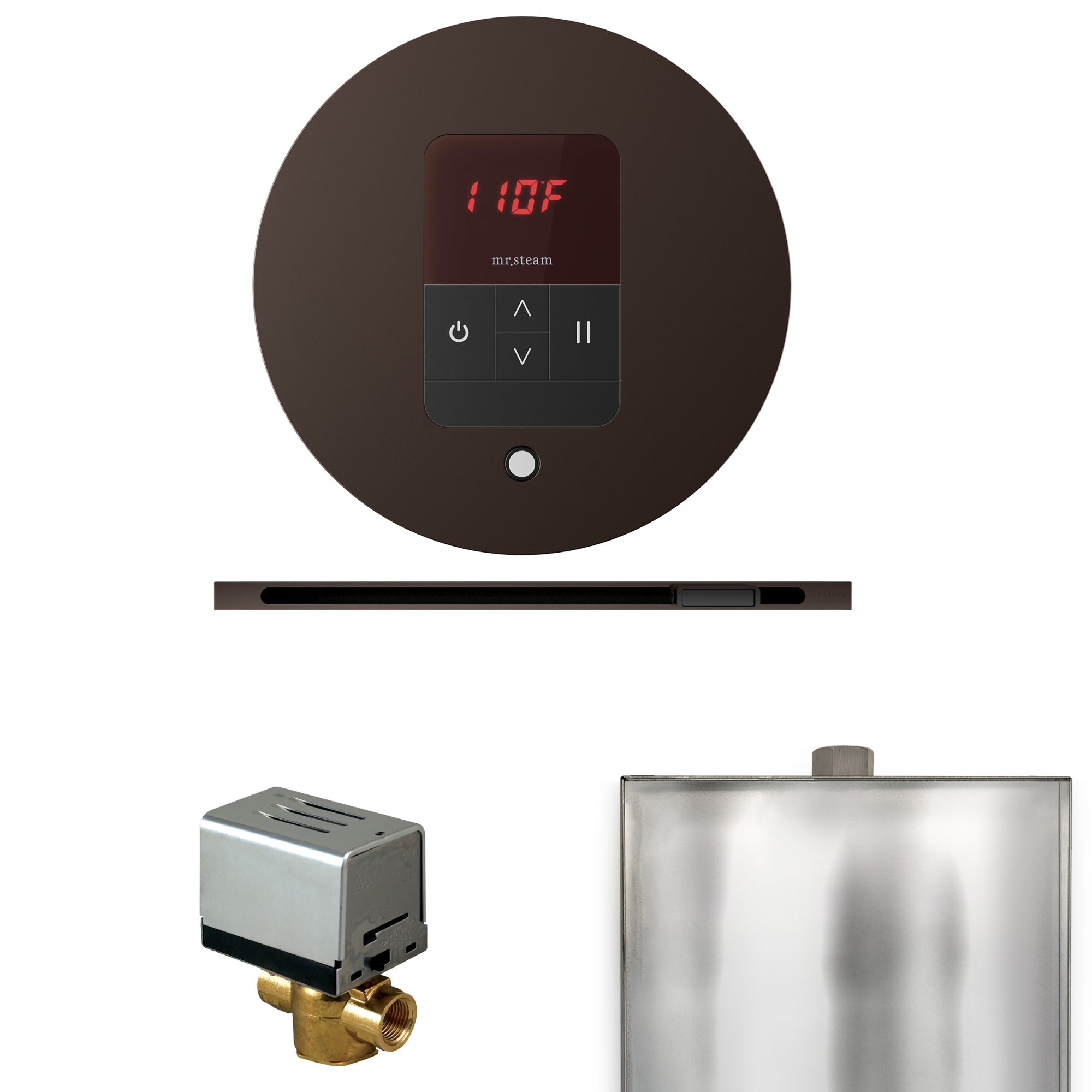 Mr. Steam Basic Butler Steam Shower Control Package w/ Round iTempo Control and Linear Steamhead