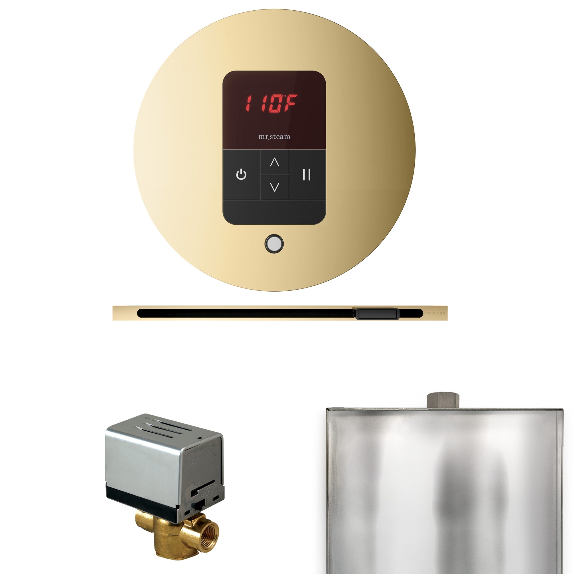 Mr. Steam Basic Butler Steam Shower Control Package w/ Round iTempo Control and Linear Steamhead