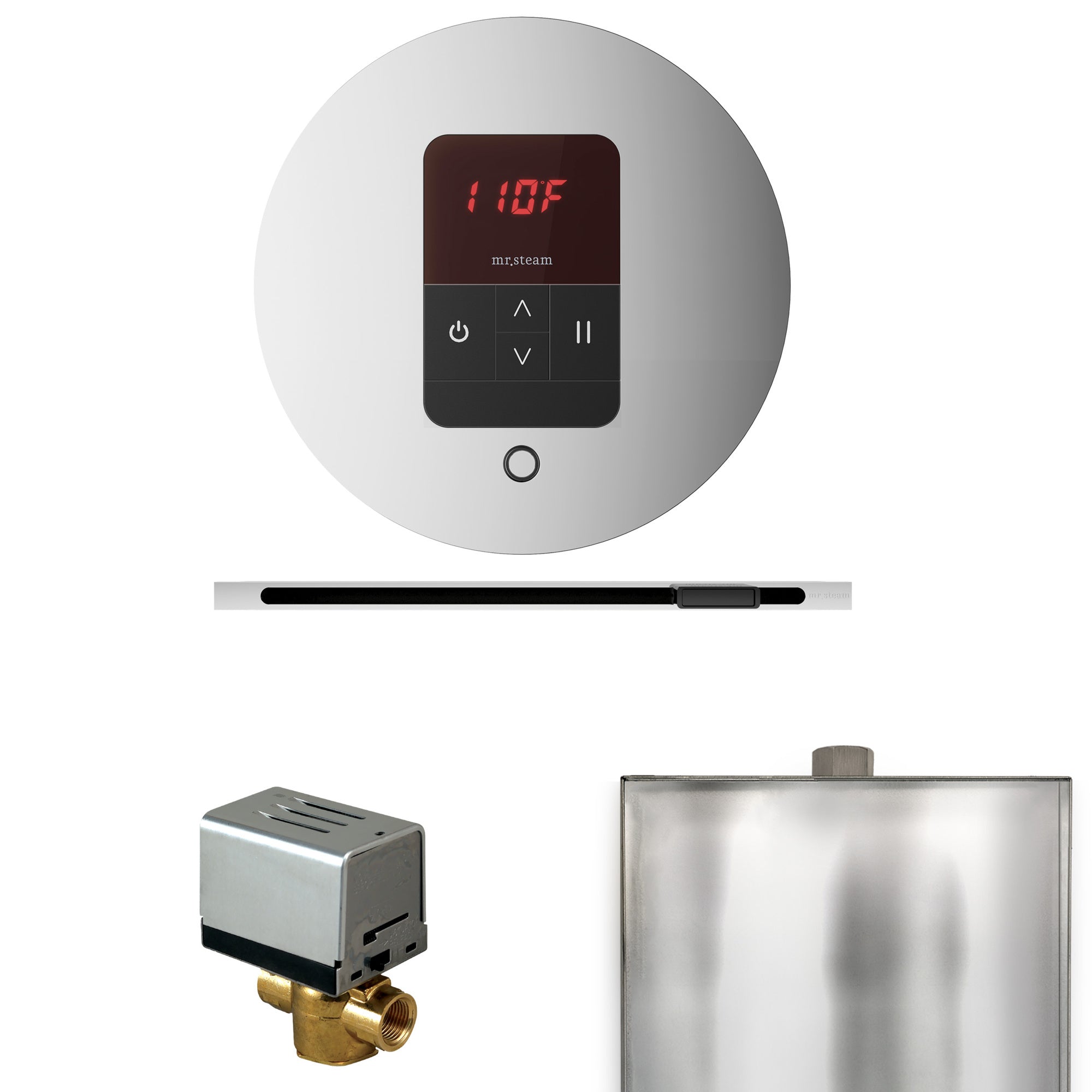 Mr. Steam Basic Butler Steam Shower Control Package w/ Round iTempo Control and Linear Steamhead