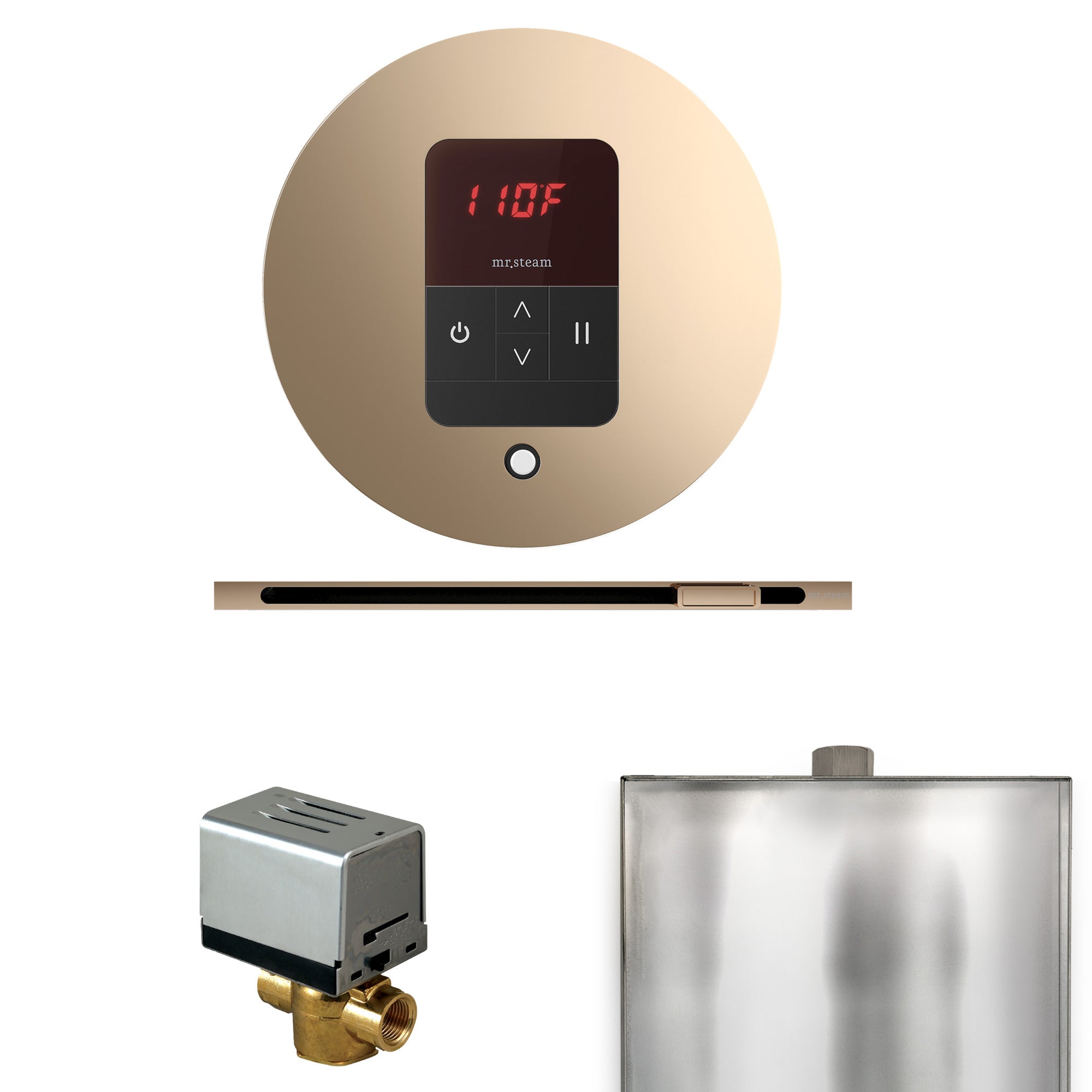 Mr. Steam Basic Butler Steam Shower Control Package w/ Round iTempo Control and Linear Steamhead