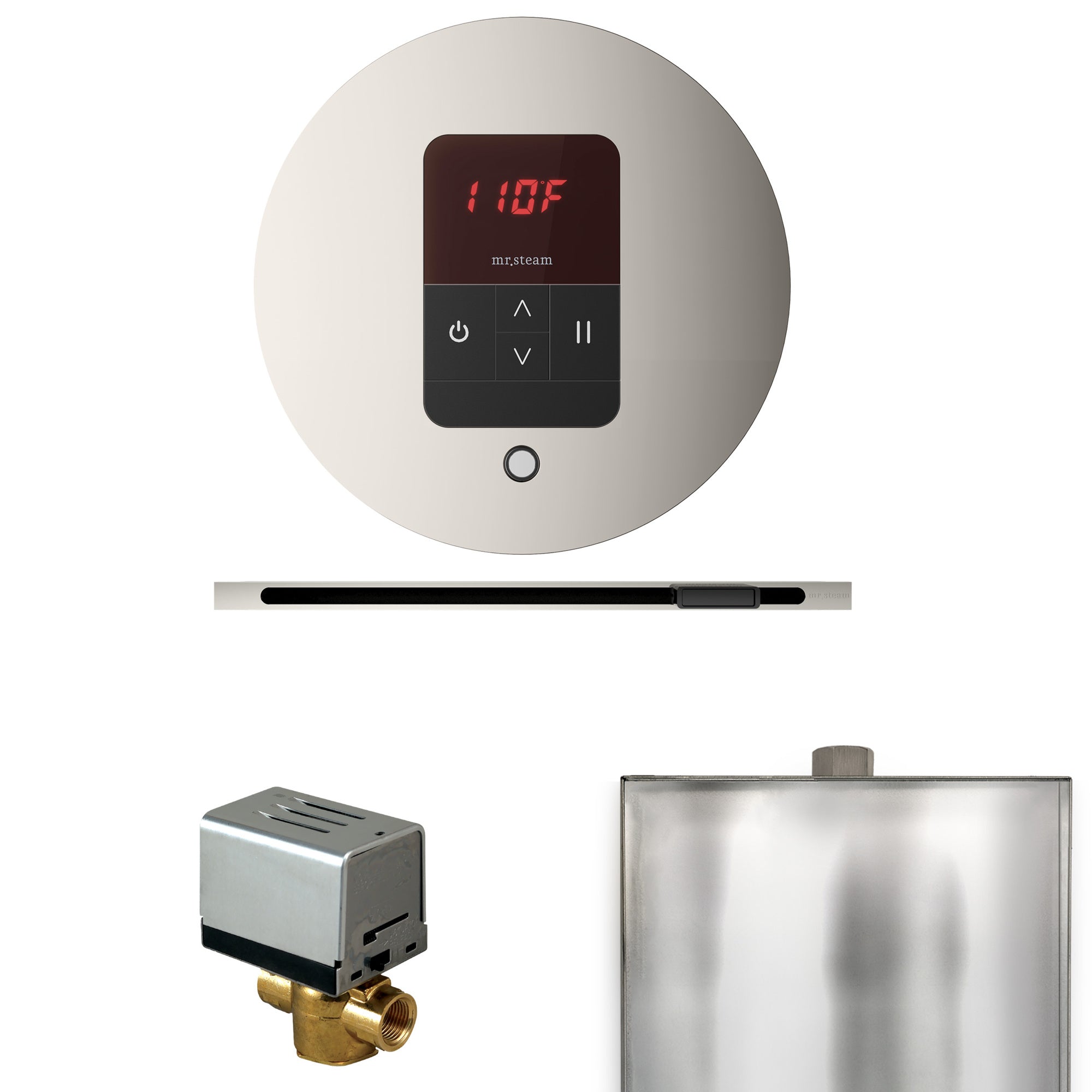 Mr. Steam Basic Butler Steam Shower Control Package w/ Round iTempo Control and Linear Steamhead