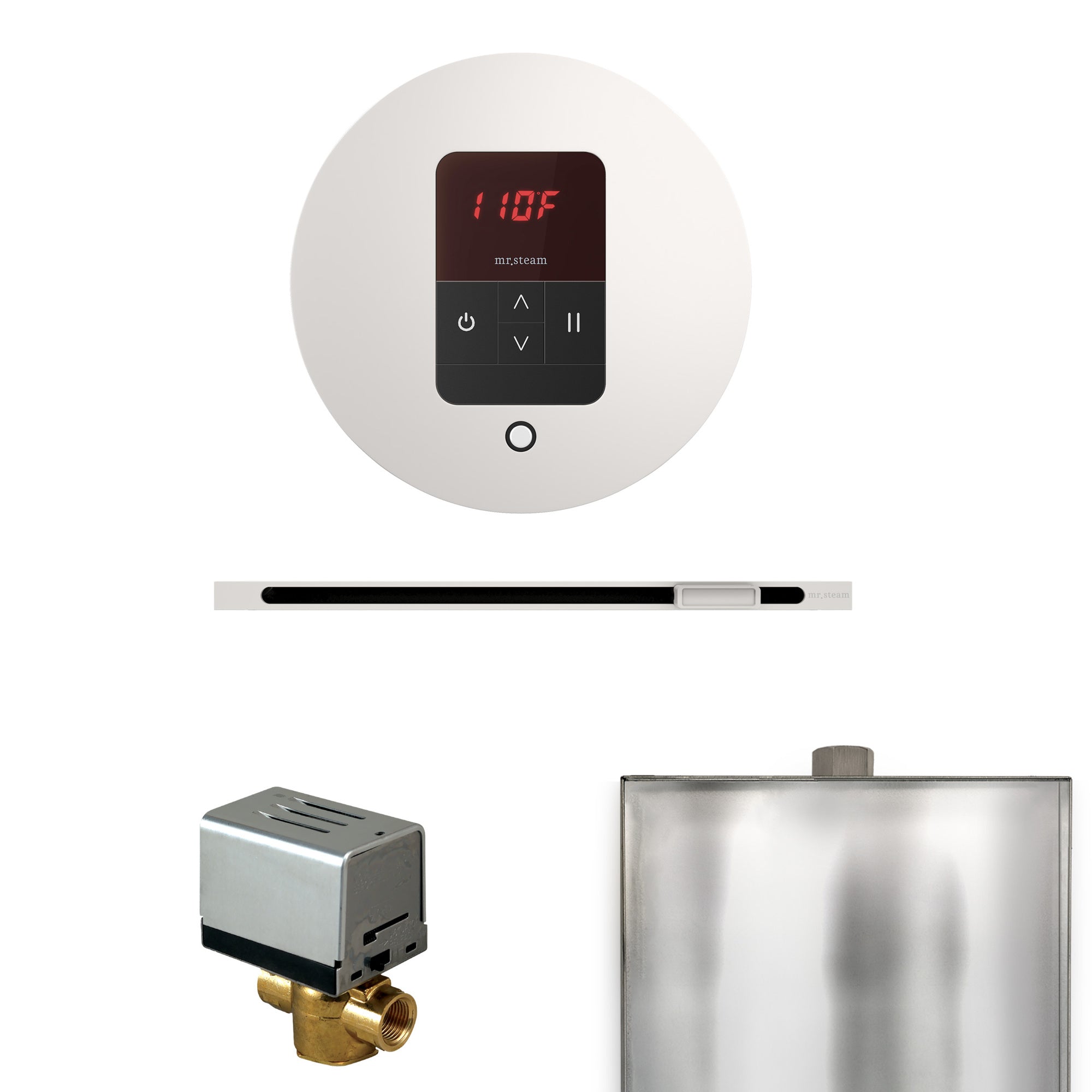 Mr. Steam Basic Butler Steam Shower Control Package w/ Round iTempo Control and Linear Steamhead