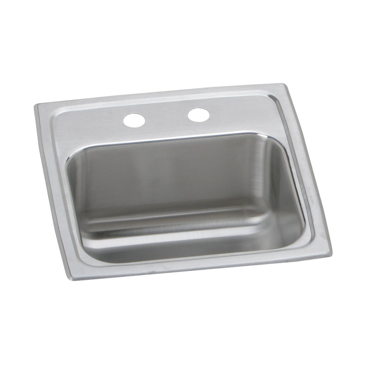 Elkay Celebrity Stainless Steel 15" x 15" x 6-1/8", 2-Hole Single Wide Bowl Drop-in Bar Sink