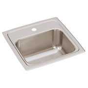 Stainless steel drop-in bar sink with single bowl, one faucet hole, and brushed finish interior.