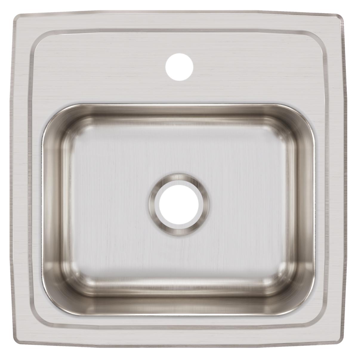Elkay Lustertone Classic Stainless Steel 15" x 15" x 7-1/8" 1-Hole Single Bowl Drop-in Bar Sink with 2" Drain