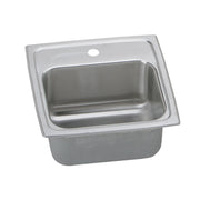 Stainless steel drop-in bar sink with single bowl, drainboard, and one hole opening.
