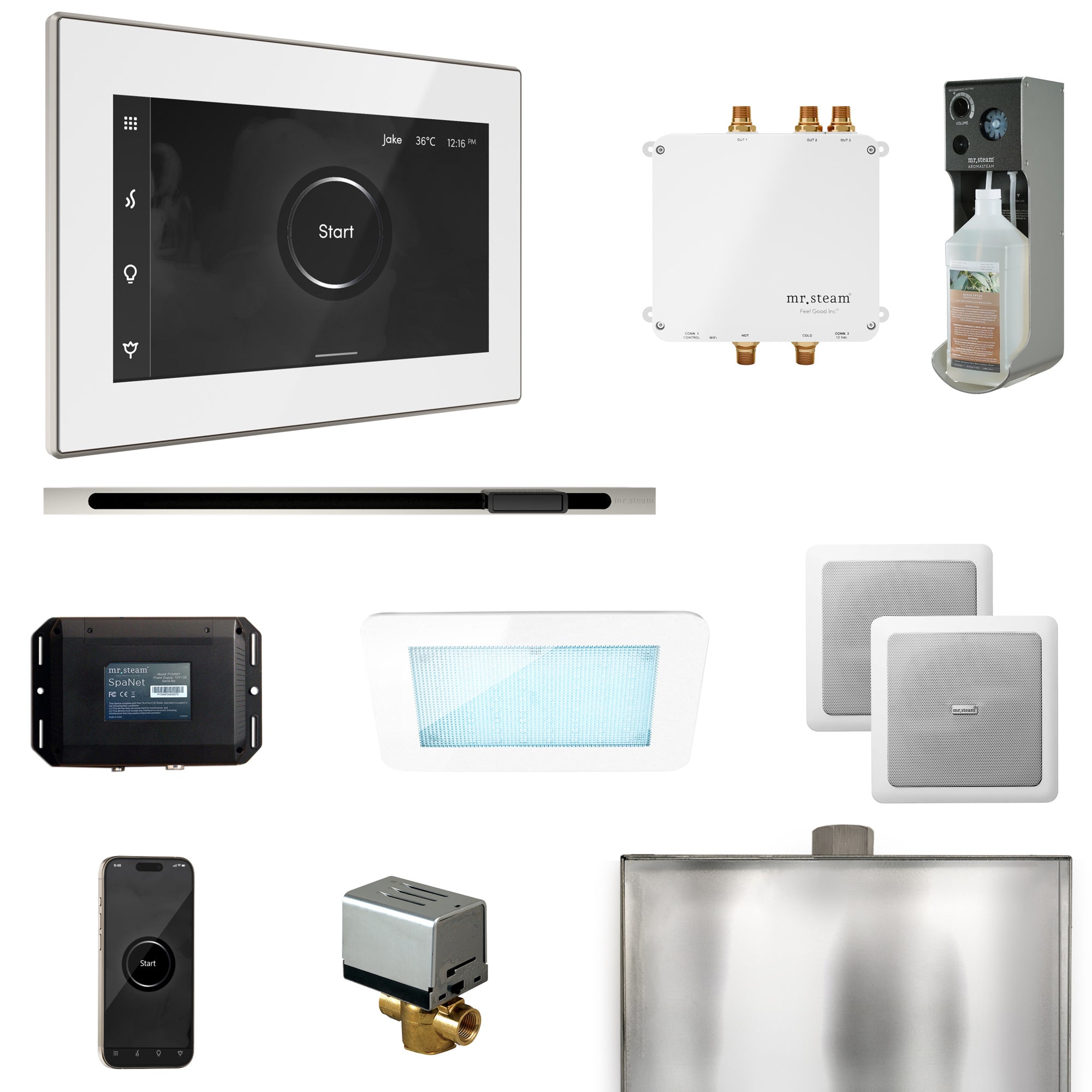 Mr. Steam Bliss Steam Shower Control Package with iSteamX Control and Steamhead
