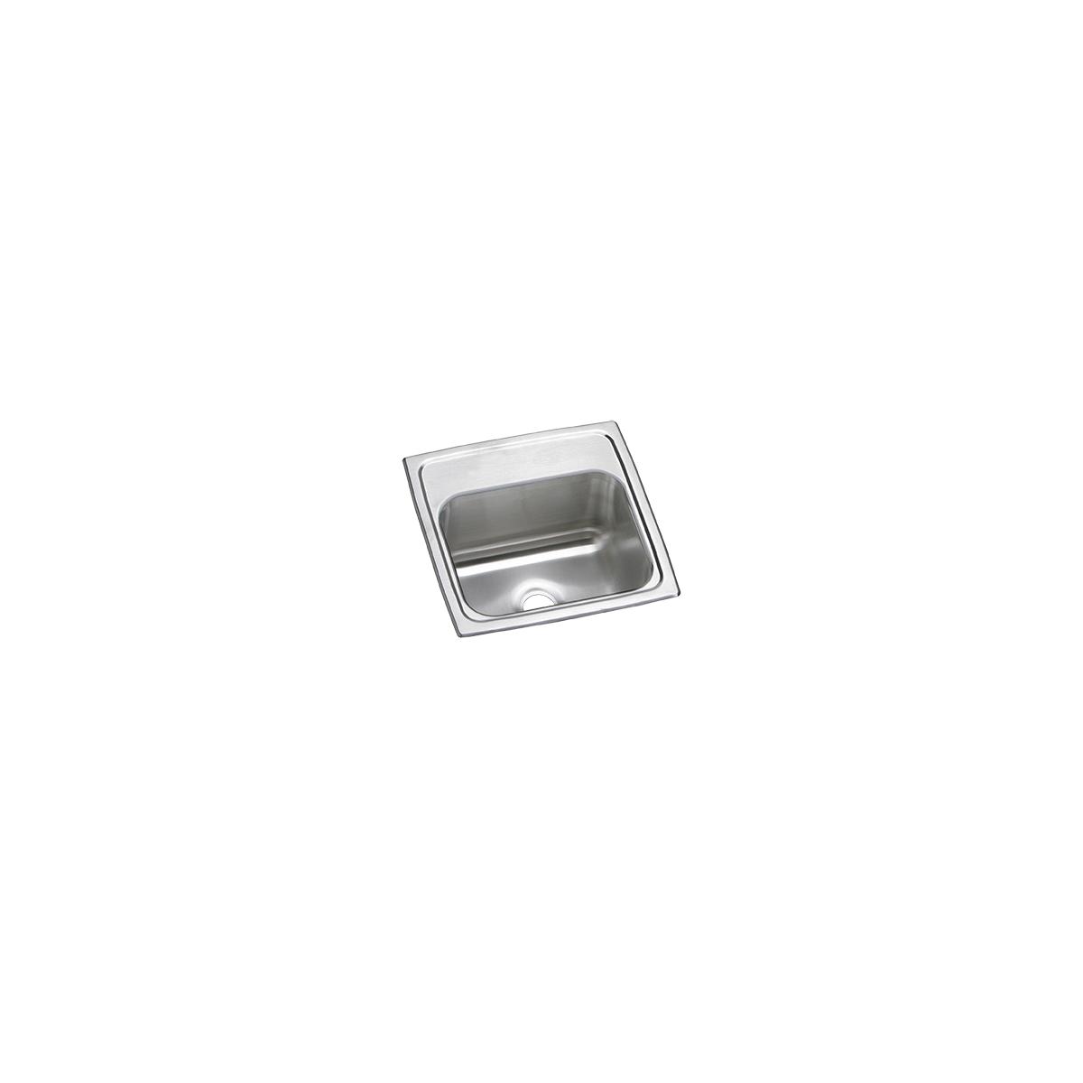 Stainless steel drop-in bar sink with single bowl and polished rim, no faucet holes.
