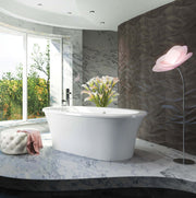 Bain Ultra Balneo Sanos 6636 Oval Freestanding 2-Person 48 Gallon 38 Jet Thermomassuer Bathtub with Flat Deck Heated Backrest and Heated Headrest in White - BBSLOFN0T-01