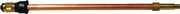 Copper stem assembly with brass fittings and black rubber valve component on horizontal background.