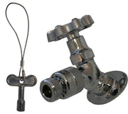 Prier Code Approved 1/2 in FPT Angle Sill Faucet in Polished Chrome Plating with Key Operator and Wheel Handle with Vacuum Breaker