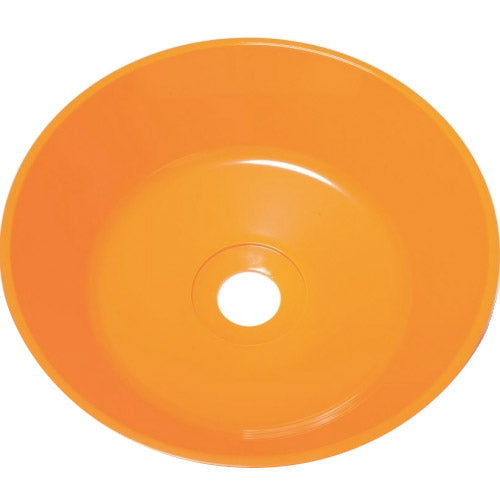 Orange plastic bowl with center hole and curved sides for Guardian Equipment 100-009 series eyewash station.