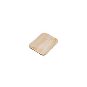 Light-colored hardwood cutting board with rounded corners and visible wood grain.