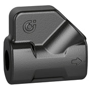 Black brass balancing valve with 3/4 inch NPT threaded connections and directional flow arrow marking.