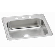 Stainless steel drop-in sink with single bowl, one faucet hole, and three accessory holes along the rim.