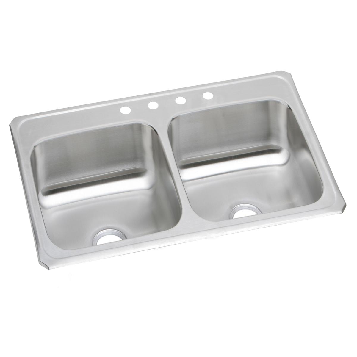 Elkay Celebrity Stainless Steel 33" x 21-1/4" x 6-7/8" 1-Hole Equal Double Bowl Drop-in Sink