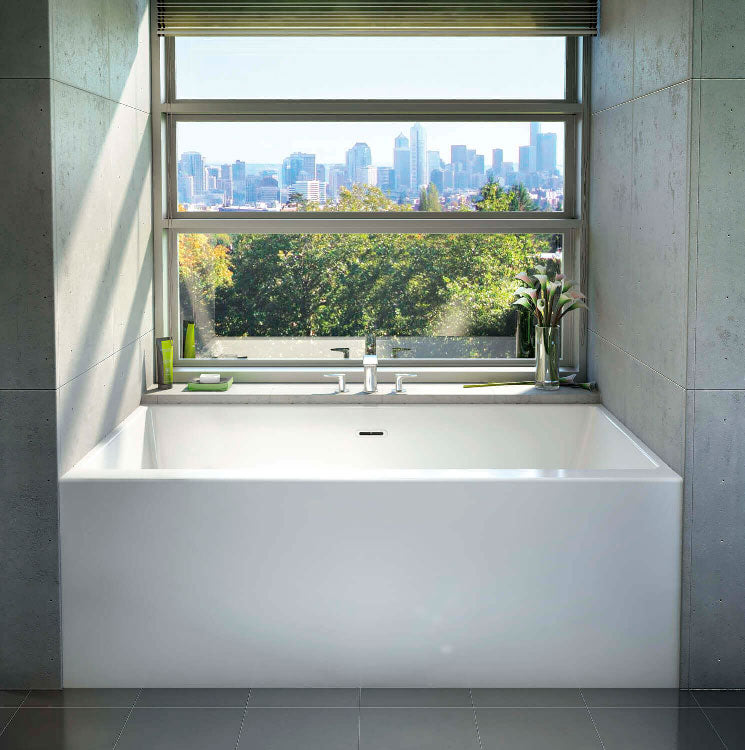 Bain Ultra Citti 6032 Rectangular Alcove 1-Person 53 Gallon 44 Jet Thermomassuer Bathtub with 1-1/2" Standard Deck and Right Waste in Biscuit - BC3DRA0RT-02