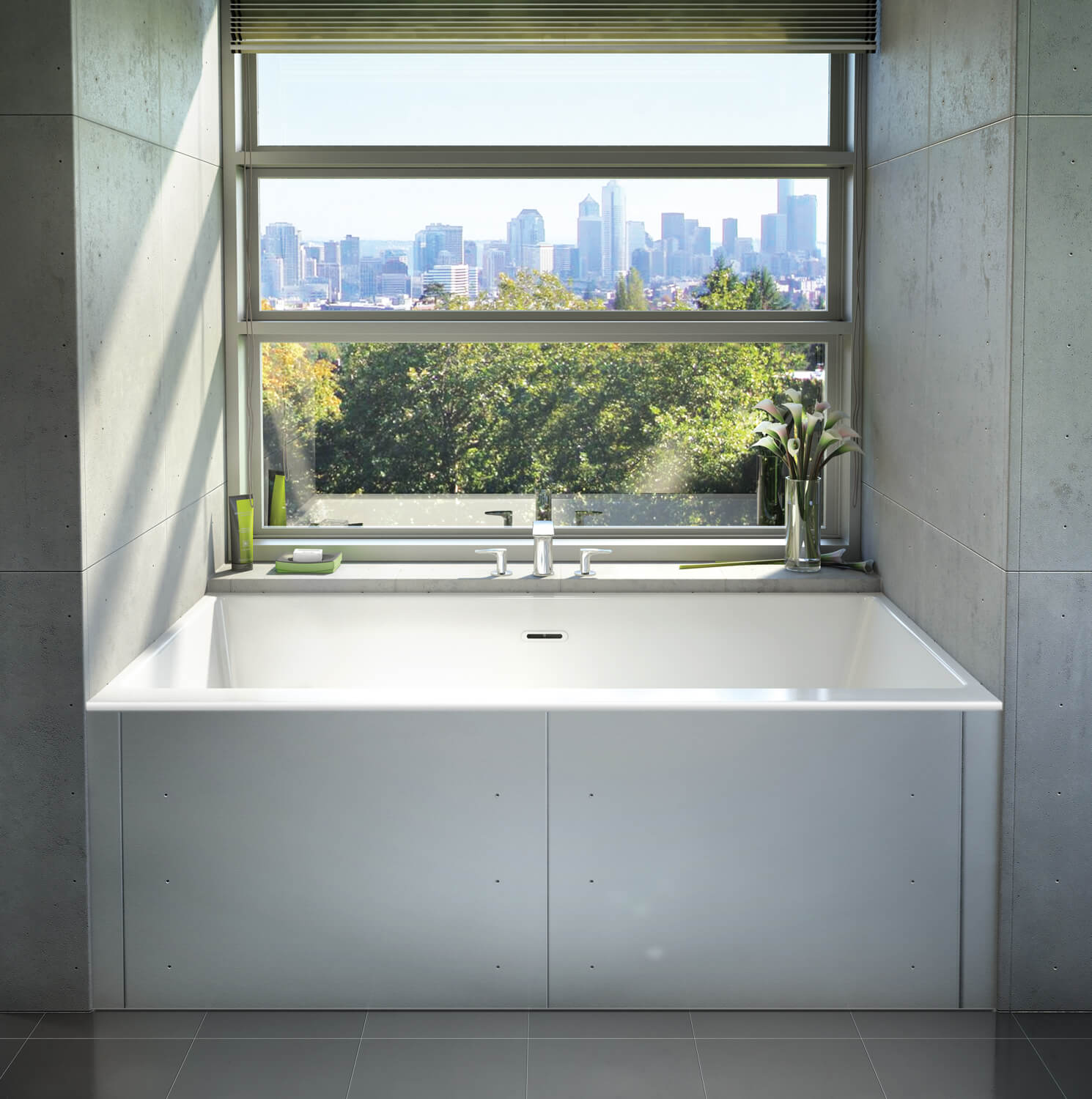 Bain Ultra Citti Trio 6032 Rectangular Alcove 1-Person 53 Gallon 44 Jet Thermomassuer Bathtub with 1-1/2" Standard Deck and Right Waste in White - BCTDRA0RT-01
