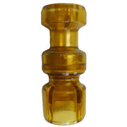 Brass piston assembly with cylindrical head and threaded base for water softener systems.