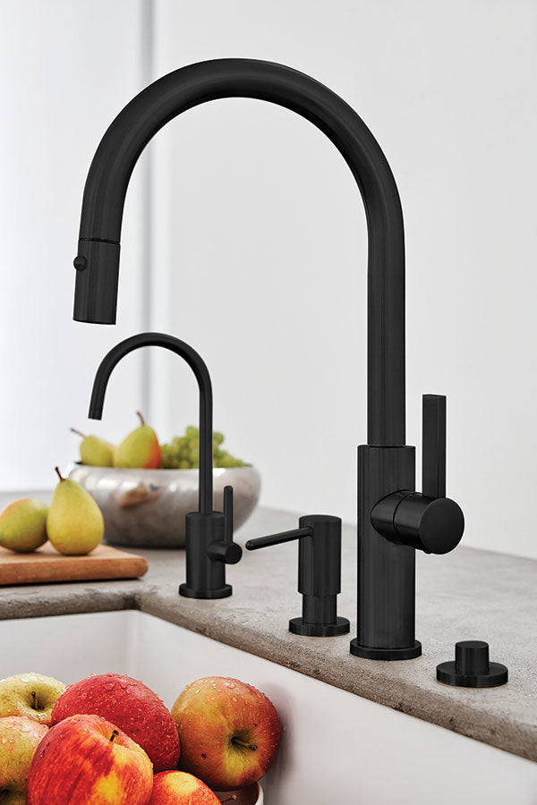 California Faucets Corsano Pull-Down Kitchen Faucet with Button Sprayer - High Arc Spout in Oil Rubbed Bronze - K51-100-FB-ORB