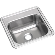 Stainless steel single bowl drop-in bar sink with rounded corners and 2" drain opening.