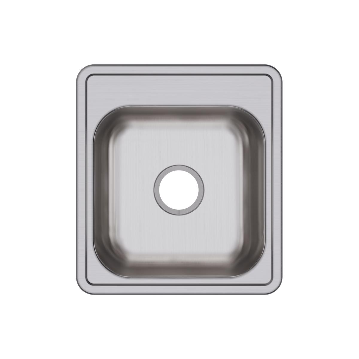 Stainless steel drop-in bar sink with single bowl and one pre-drilled hole, shown from above.
