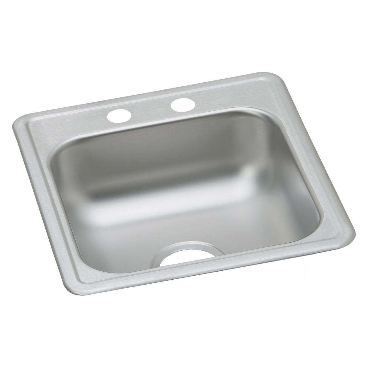 Stainless steel drop-in bar sink with single bowl and two mounting holes on the rim.
