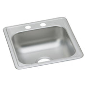 Stainless steel drop-in bar sink with single bowl and two mounting holes on the rim.