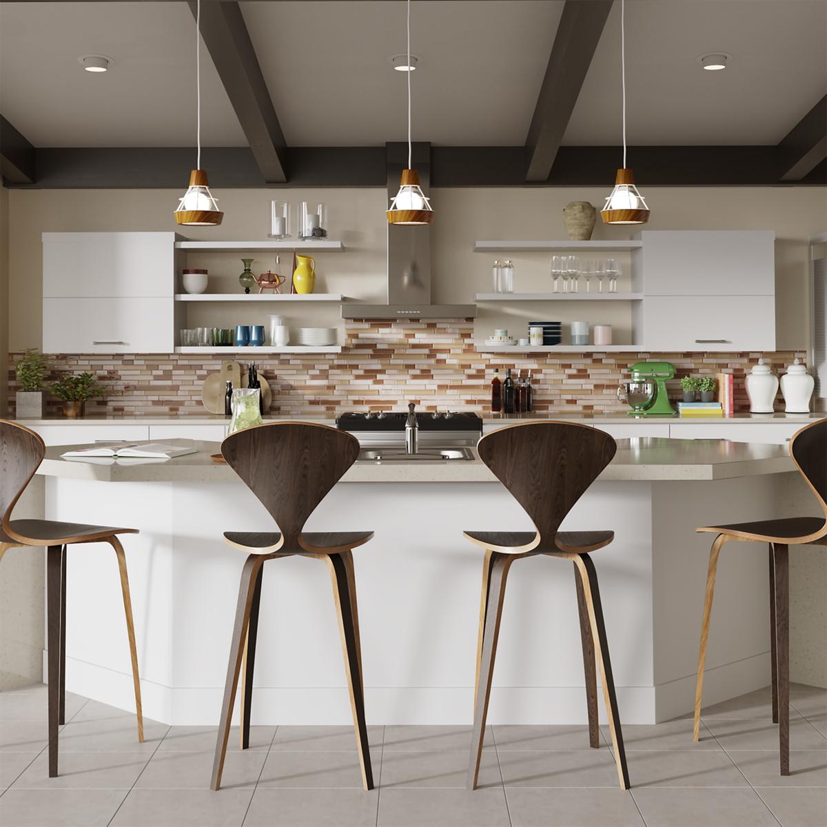 Stainless steel single bowl drop-in bar sink with three faucet holes, shown installed in kitchen countertop.