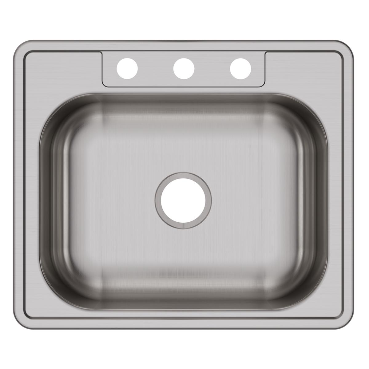 Elkay Dayton Stainless Steel 25" x 21-1/4" x 6-9/16" 3-Hole Single Bowl Drop-in Sink