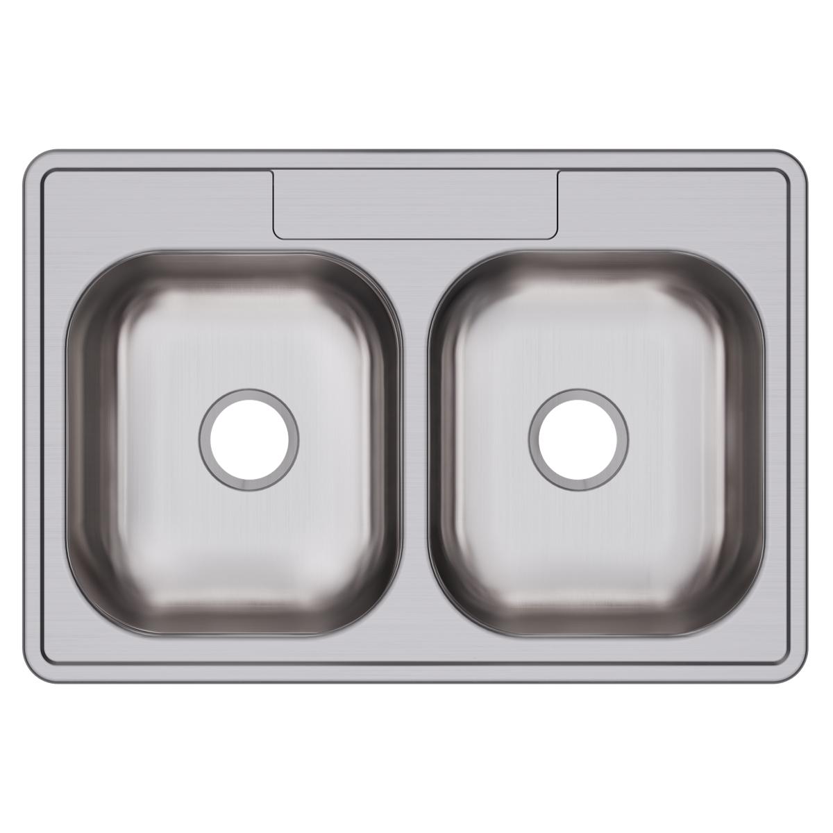 Elkay Dayton Stainless Steel 33" x 22" x 6-9/16", 0-Hole Equal Double Bowl Drop-in Sink