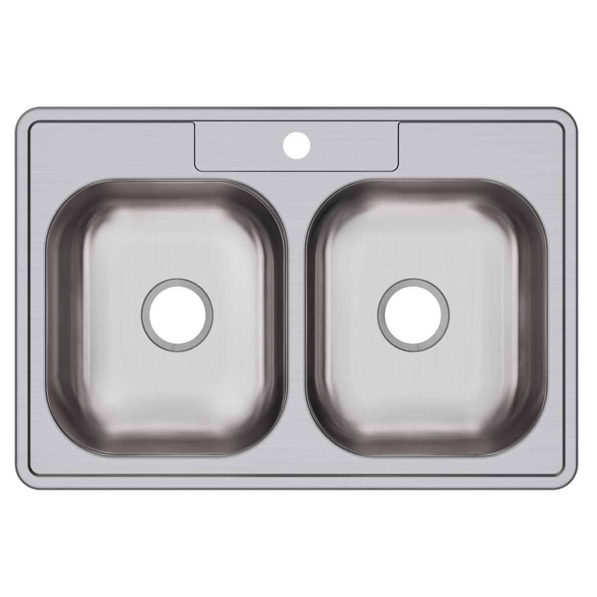 Elkay Dayton Stainless Steel 33" x 22" x 6-9/16" 1-Hole Equal Double Bowl Drop-in Sink