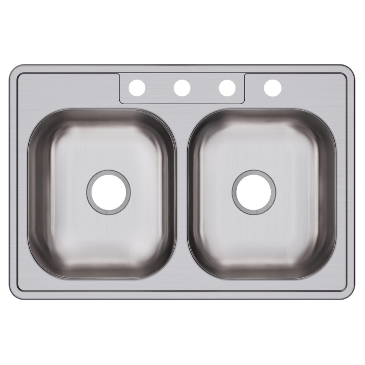 Elkay Dayton Stainless Steel 33" x 22" x 6-9/16" 4-Hole Equal Double Bowl Drop-in Sink
