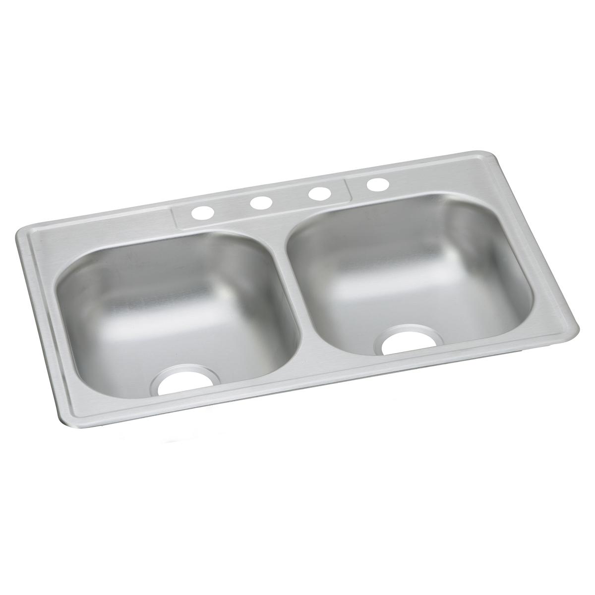 Elkay Dayton Stainless Steel 33" x 22" x 6-9/16" 4-Hole Equal Double Bowl Drop-in Sink