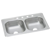 Elkay Dayton Stainless Steel 33" x 22" x 6-9/16" 4-Hole Equal Double Bowl Drop-in Sink