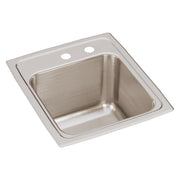 Stainless steel drop-in sink with single bowl, brushed finish, and two pre-drilled holes on deck.