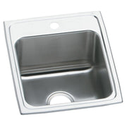 Stainless steel drop-in sink with single bowl, one faucet hole, and brushed finish surface.