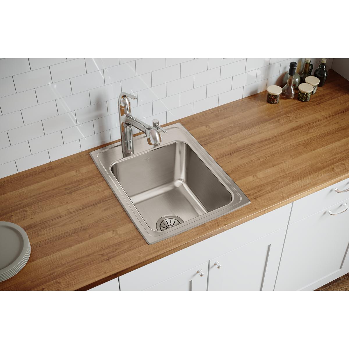 Elkay Lustertone Classic Stainless Steel 17" x 22" x 10-1/8", 0-Hole Single Bowl Drop-in Sink