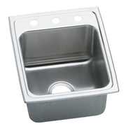 Stainless steel drop-in sink with single bowl, deck rim, and three faucet holes across top.
