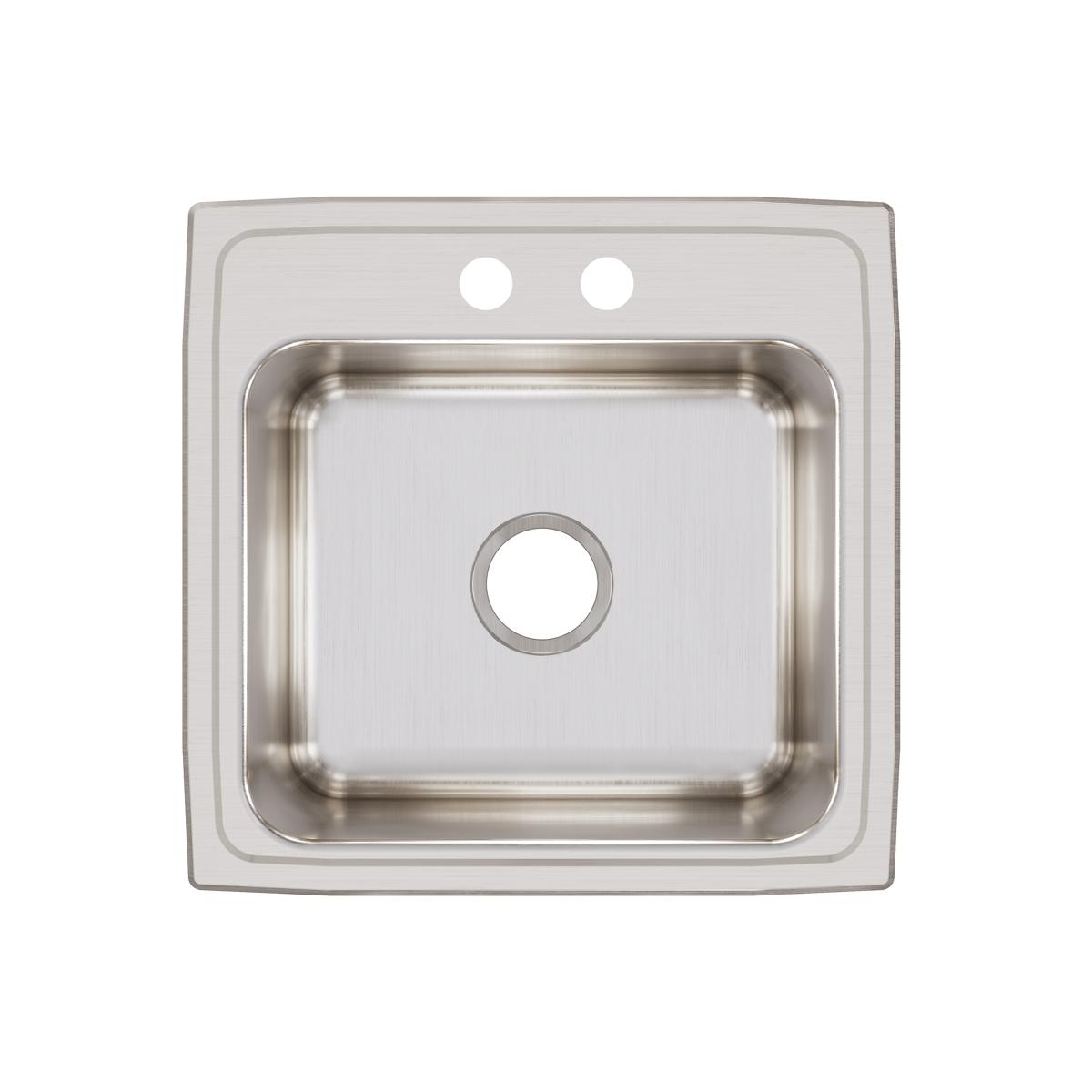 Stainless steel drop-in laundry sink with single bowl, two pre-drilled holes, and brushed finish surface.